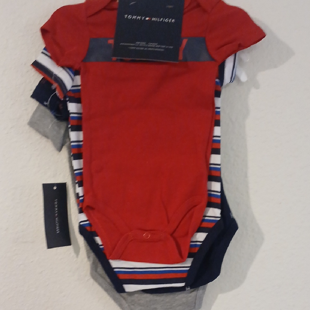 Tommy Hilfiger Kids Bodysuit Set - Red, Blue, Gray
